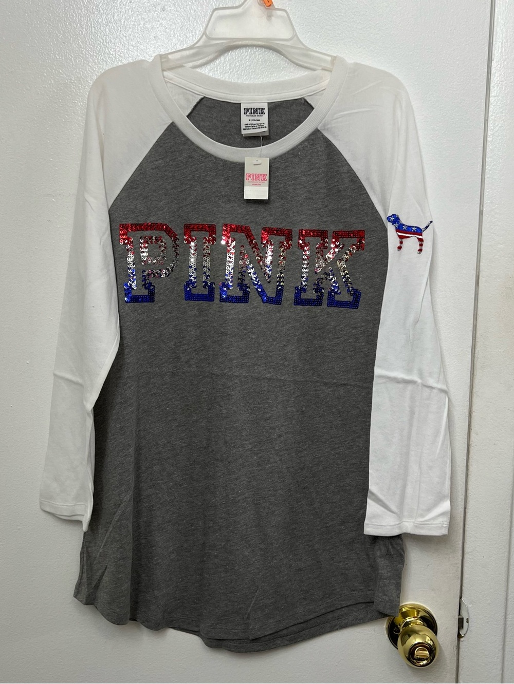 PINK sequins baseball tee